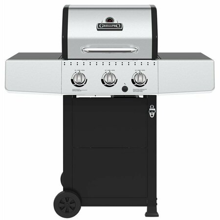 ONWARD MFG GrillPro Gas Grill, 30,000 Btu, Liquid Propane, 3-Burner, 330 sq-in Primary Cooking Surface, Black 241154